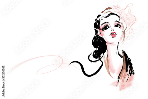 Cute woman wearing fascinator hat