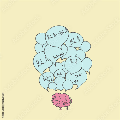 the brain is overwhelmed with many thoughts. crowded mind illustration