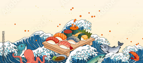 Sashimi on giant wave tides