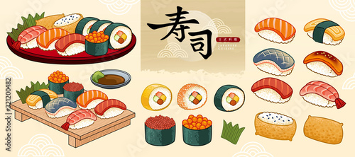 Sushi bar food collection