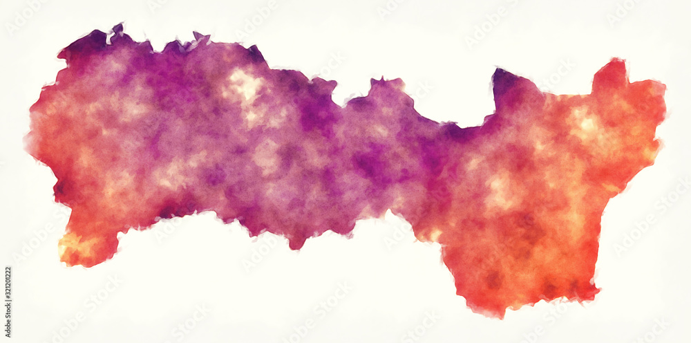 Kosice region watercolor map of Slovakia Kosice region watercolor map of Slovakia