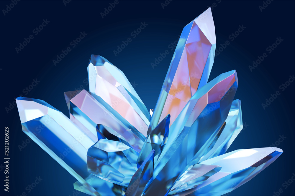 Beautiful blue clear crystal - obrazy, fototapety, plakaty 