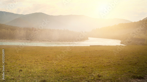 Sun light over mountain top