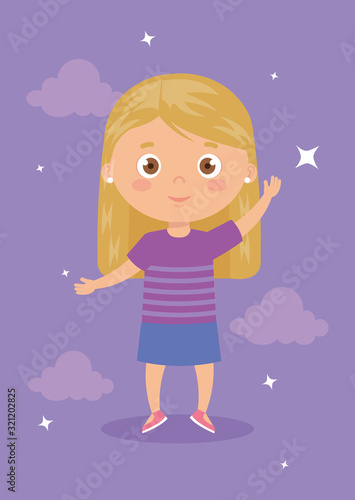 beautiful girl standing with his hands up vector illustration design