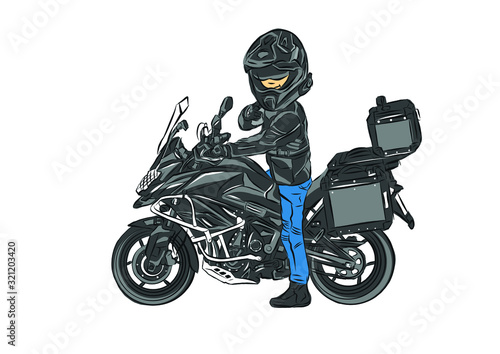 Adventure touring motorcycle Vector  with graphic.