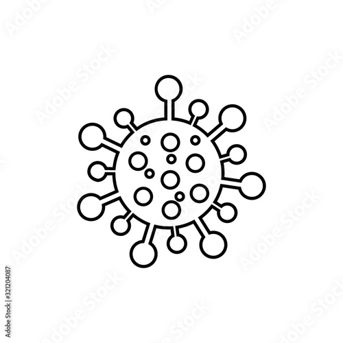 Vector graphic icon virus. China pathogen respiratory coronavirus 2019-nCoV. Dangerous chinese ncov corona virus, SARS pandemic risk alert. 