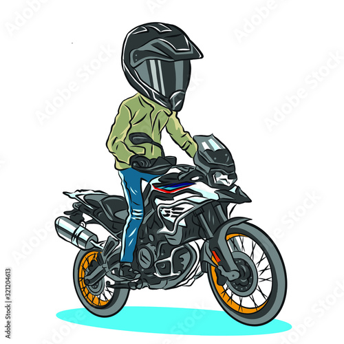 Adventure touring motorcycle Vector  with graphic.