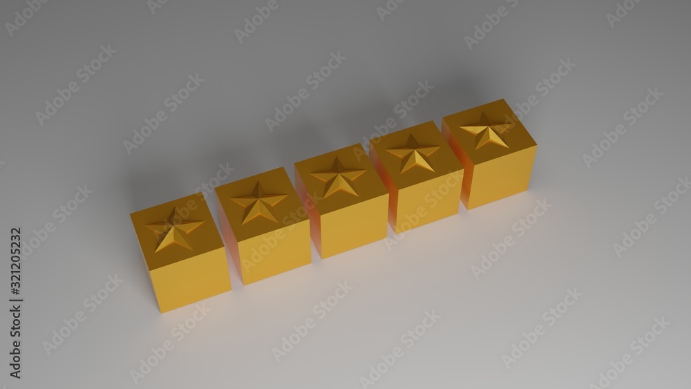 golden stars for costumer satisfaction, 3d illustration golden stars for costumer satisfaction, 3d illustration