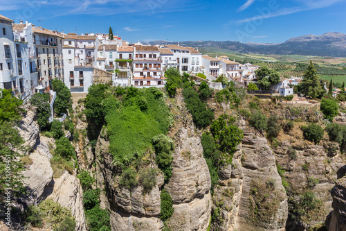 White houses on the cliffs of historic city Ronda, Spain