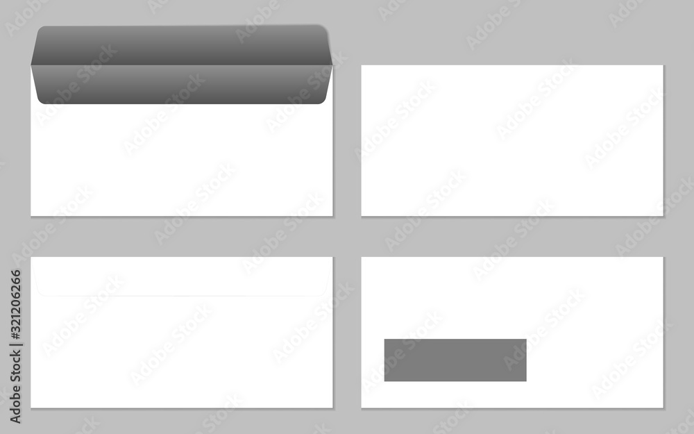 DL Envelopes mockup front and back view, vector illustration DL Envelopes mockup front and back view, vector illustration