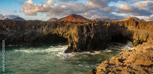 Beautiful sunset over the rocky coast of Lanzarote near Los Hervideros © Mike Mareen