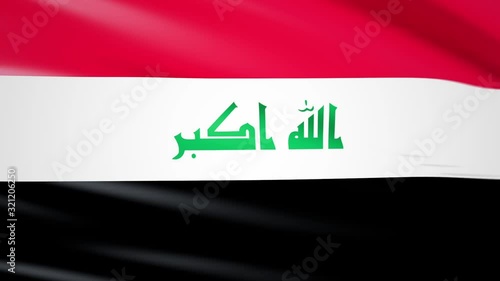 Flag of Iraq waving in the wind. Realistic background of the  Iraqi Flag 1080p Full HD 