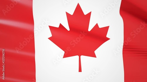 Flag of Canada waving in the wind. Realistic background of the Canadian flag. Flag  Close 1080p Full HD 