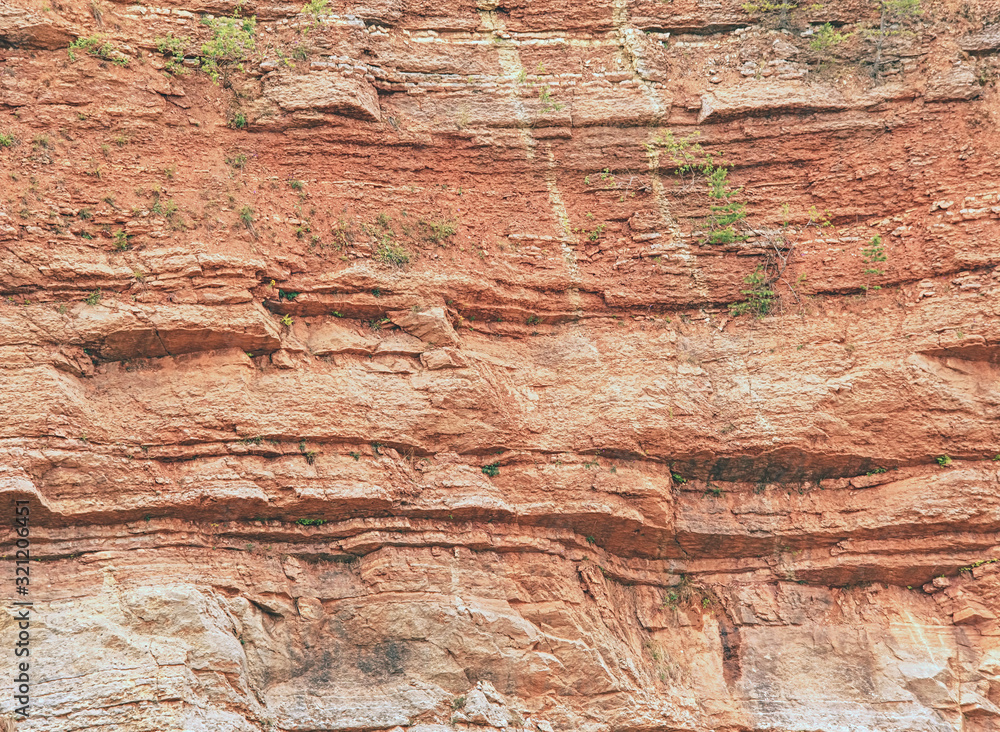 Multi-layered lime and feric lines in wall surface of mine Multi-layered lime and feric lines in wall surface of mine