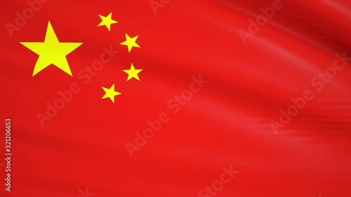 Flag of China waving in the wind. Realistic background of the Chinese flag. Flag of China Close 1080p Full HD 