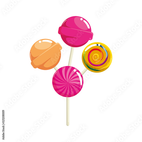 set of lollipops yummy isolated icon vector illustration design