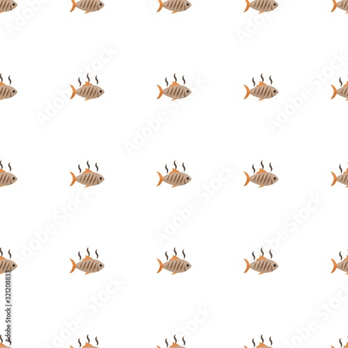 grilled fish icon pattern seamless isolated on white background. Editable flat grilled fish icon. grilled fish icon pattern for web and mobile.