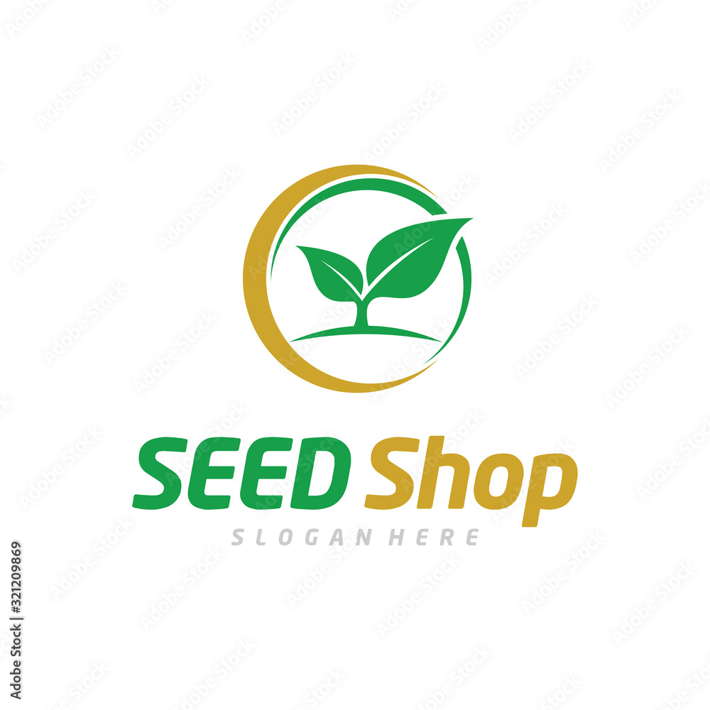 Seed Shop Logo, Nature And Leaf Logo
