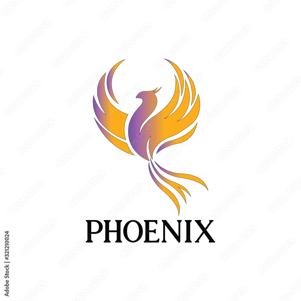 Fototapeta premium Phoenix business logo. Phoenix Logo flying bird abstract design vector template. Eagle falcon soaring Logotype concept icon.