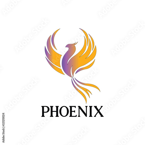 Phoenix business logo. Phoenix Logo flying bird abstract design vector template. Eagle falcon soaring Logotype concept icon.