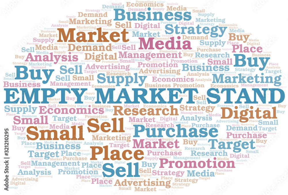 Empty Market Stand word cloud. Vector made with text only.