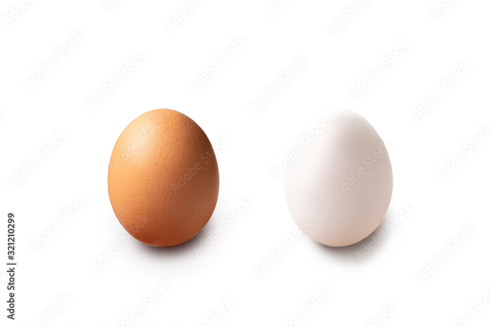two egg brown and white. chicken and duck isolated on white background two egg brown and white. chicken and duck isolated on white background