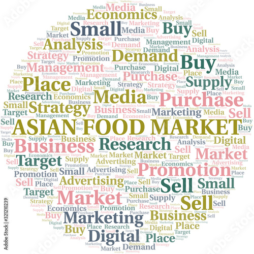 Asian Food Market word cloud. Vector made with text only.