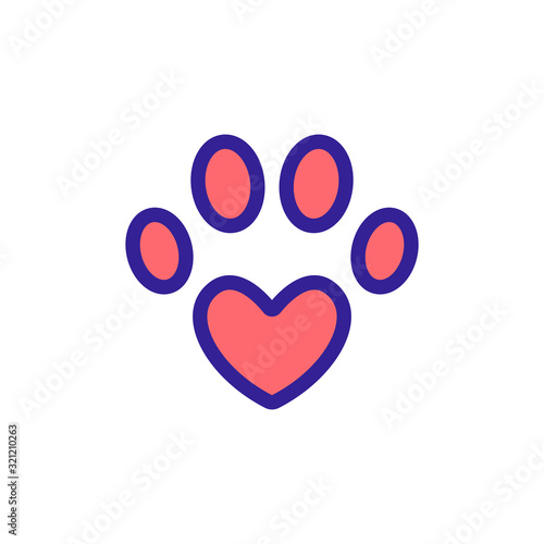 Paw icon vector. Thin line sign. Isolated contour symbol illustration