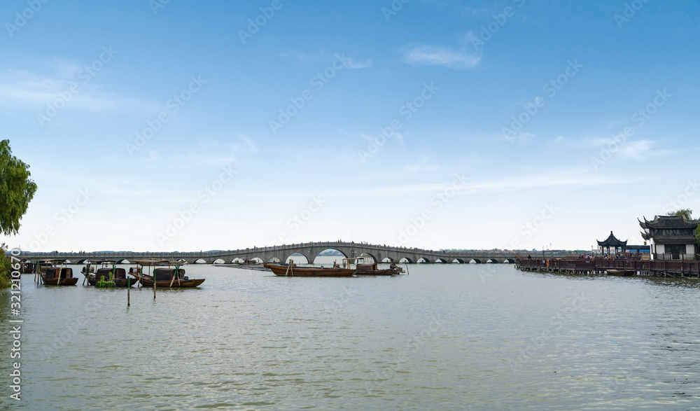 Beautiful scenery on the ancient town of zhouzhuang, suzhou, China