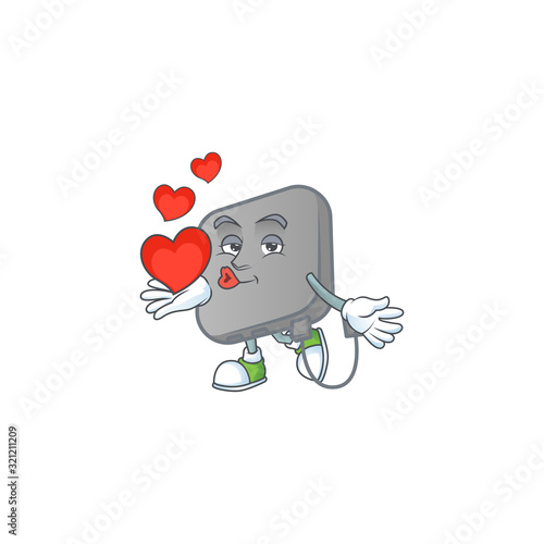 A sweetie power bank cartoon character holding a heart