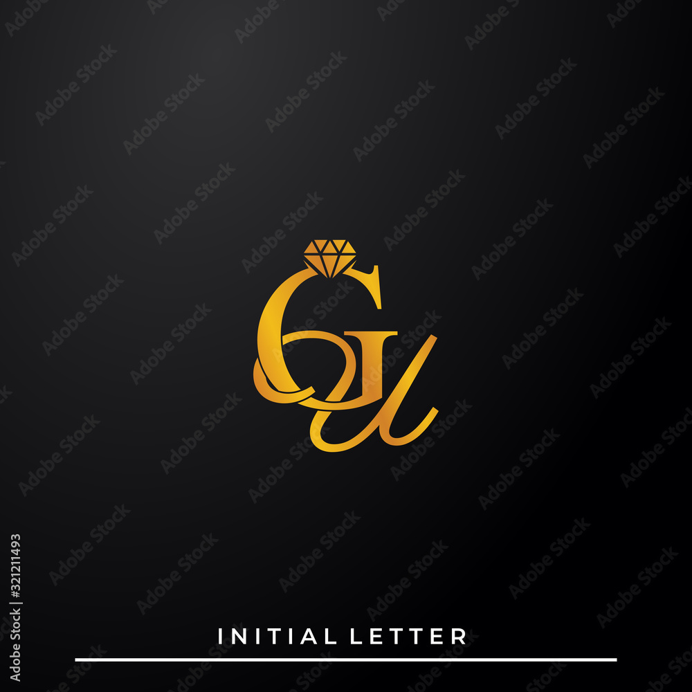 Initial Letter Luxury GU with diamond. Diamond Icon in Flat Style Logo. Initial Letter Luxury GU with diamond. Diamond Icon in Flat Style Logo.