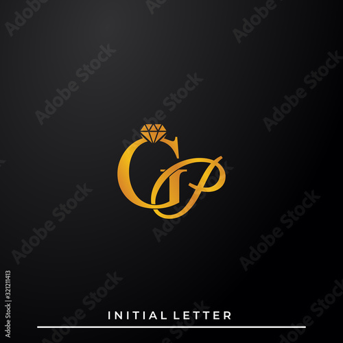 Initial Letter Luxury GP with diamond. Diamond Icon in Flat Style Logo.