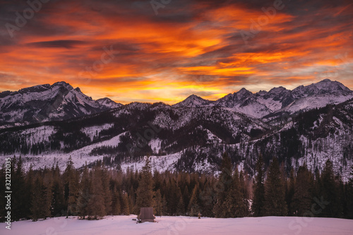 Winter in Tatra Moutains in Poland. High Tatras landscape photos.