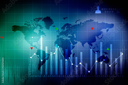 2d rendering Stock market online business concept. business Graph 