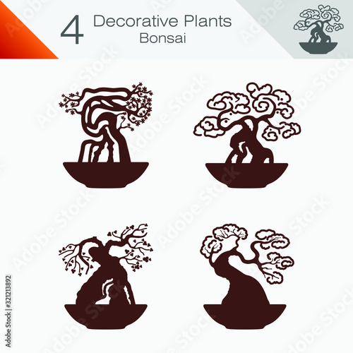 Natural decorative plants. Japanese decorative plants. Simple illustration