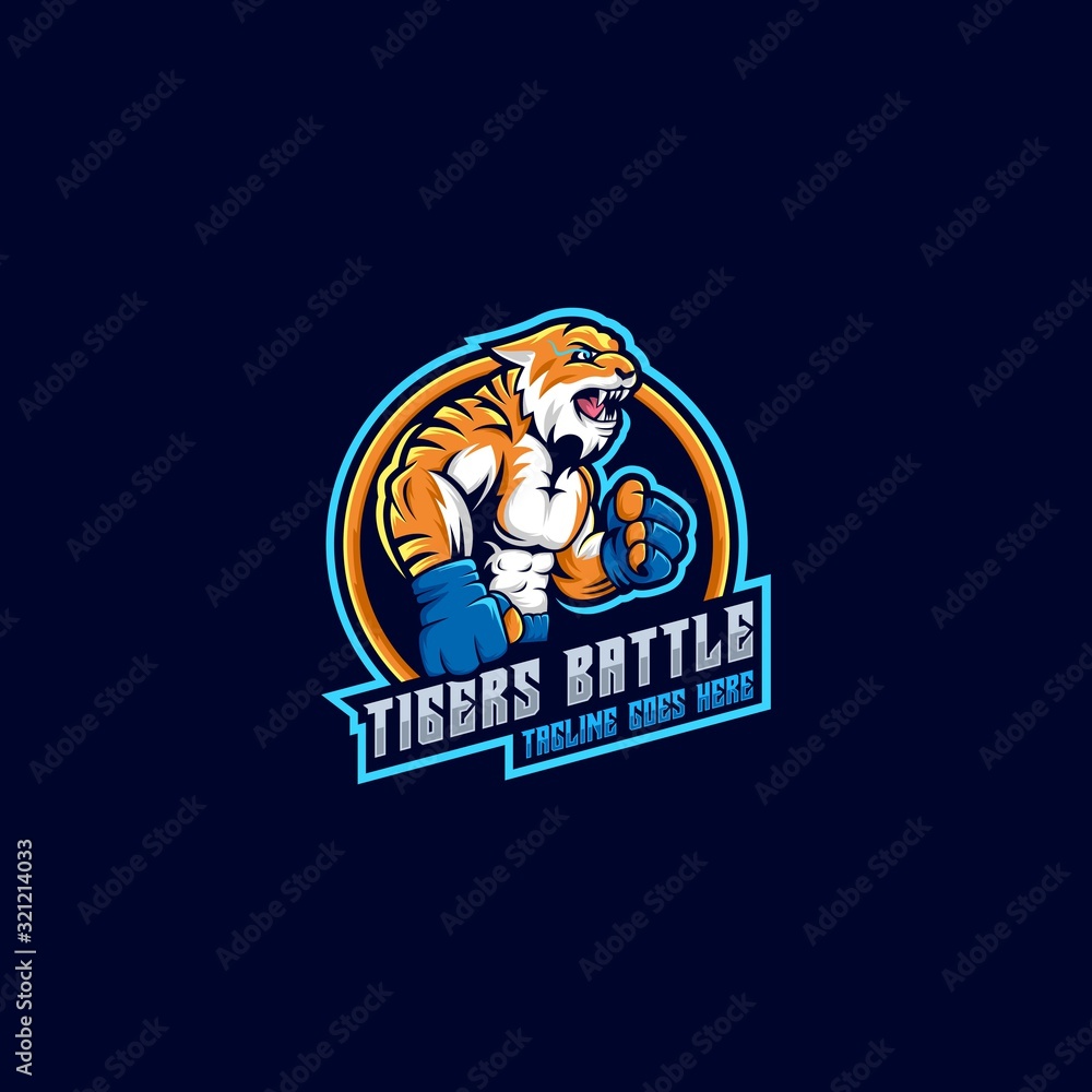 Vector Logo Illustration Tigers Battle Export Style