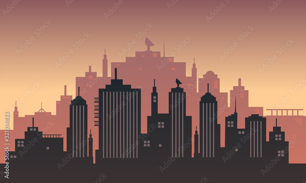 Silhouette The atmosphere of the city in the afternoon Silhouette The atmosphere of the city in the afternoon