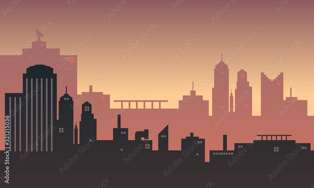 The background of the city at dusk