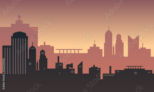 The background of the city at dusk