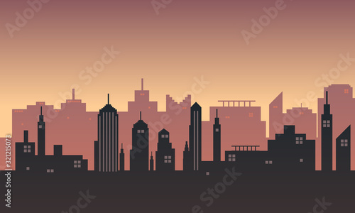 The background of the city in a twilight atmosphere