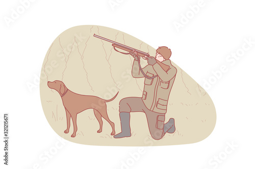 Hunter, hunting, dog concept