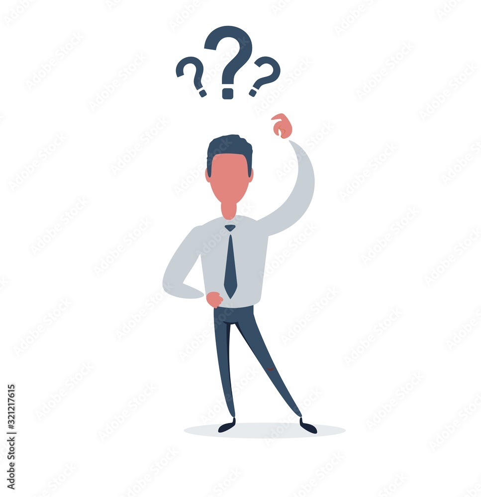 businessman does not know what to do. Business concept. Vector flat design illustration.