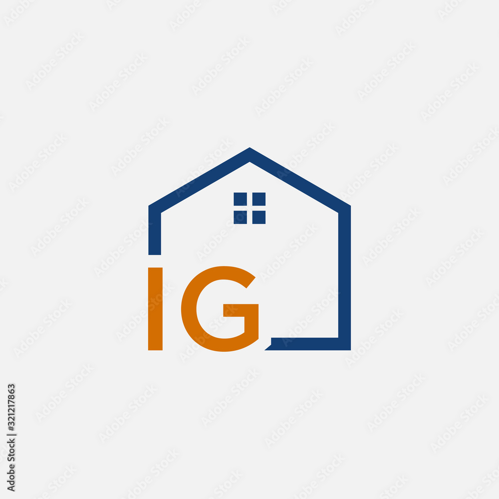 letter I G with House element. Construction logo template, Home and Real Estate icon. Housing Complex Simple Vector Logo Template. - vector letter I G with House element. Construction logo template, Home and Real Estate icon. Housing Complex Simple Vector Logo Template. - vector