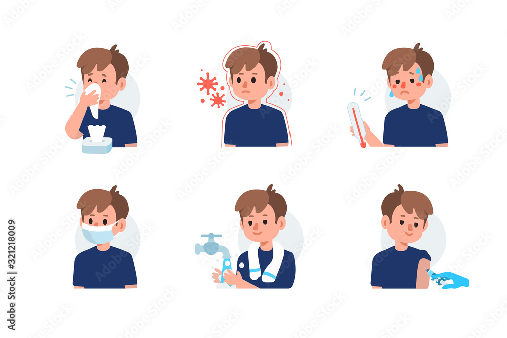 Flu Disease Symptoms and Prevention against Virus and Infection