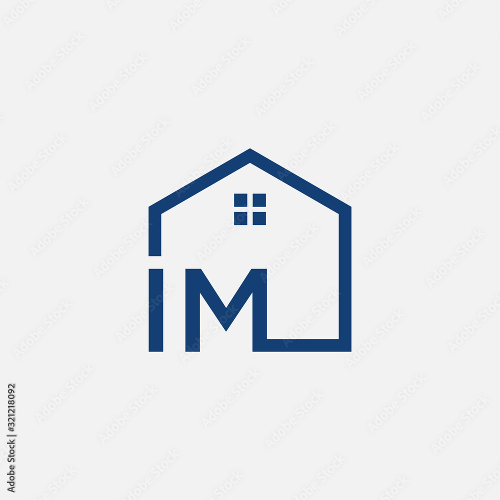 letter I M with House element. Construction logo template, Home and Real Estate icon. Housing Complex Simple Vector Logo Template. - vector