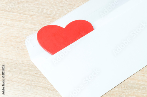 red pen the envelope and the heart, Valentine