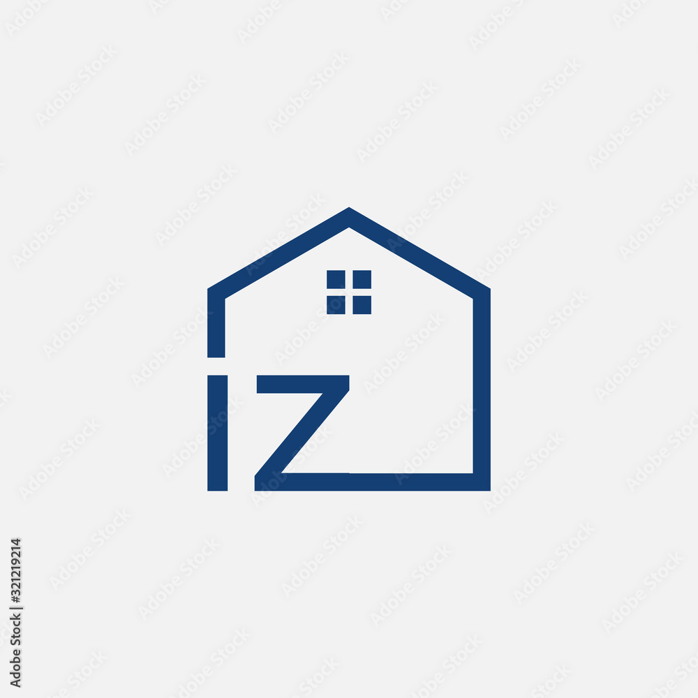 letter I Z with House element. Construction logo template, Home and Real Estate icon. Housing Complex Simple Vector Logo Template. - vector