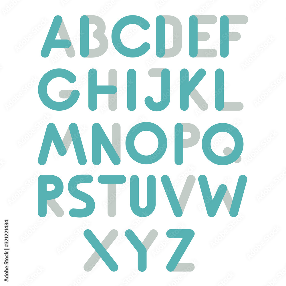 Vector latin alphabet. Gray font with rounded corners on white background. Paper art illustration Vector latin alphabet. Gray font with rounded corners on white background. Paper art illustration