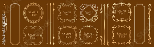 美しいデコレーションセット、アンティークなフレーム、ビンテージなデザイン素材