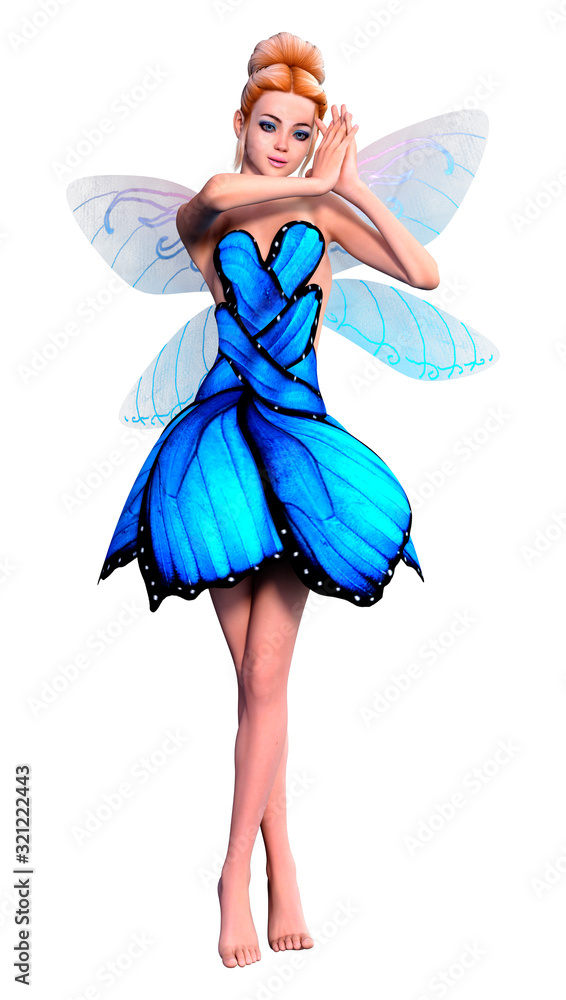 3D Rendering Fantasy Fairy on White 3D Rendering Fantasy Fairy on White